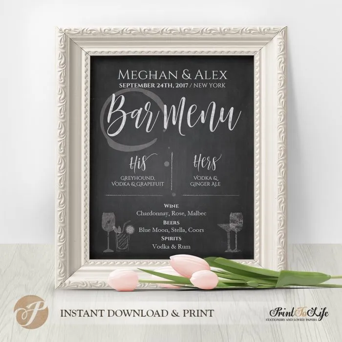 Wedding Sign Bundle, Wedding Reception Signs, Printable Chalkboard Template - Image 3