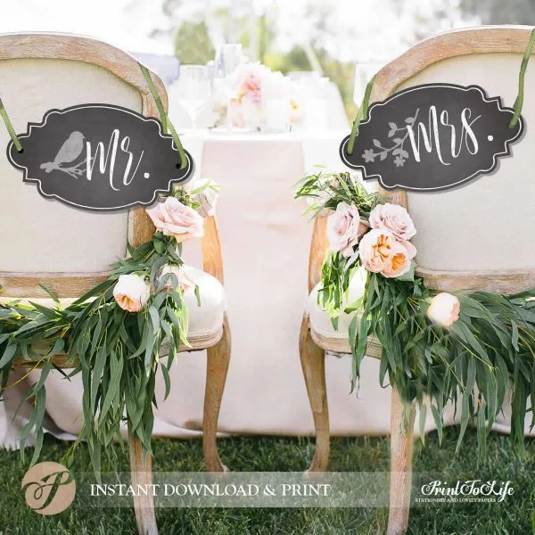 Wedding Chair Signs