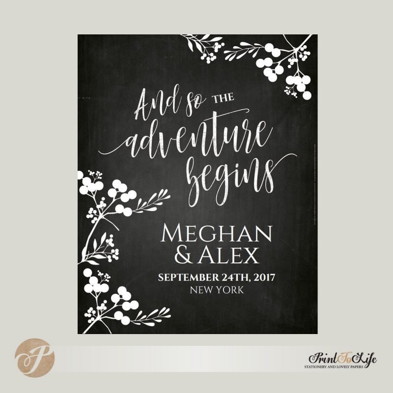 Wedding Welcome Sign, And so the adventure begins, Printable Chalkboard ...