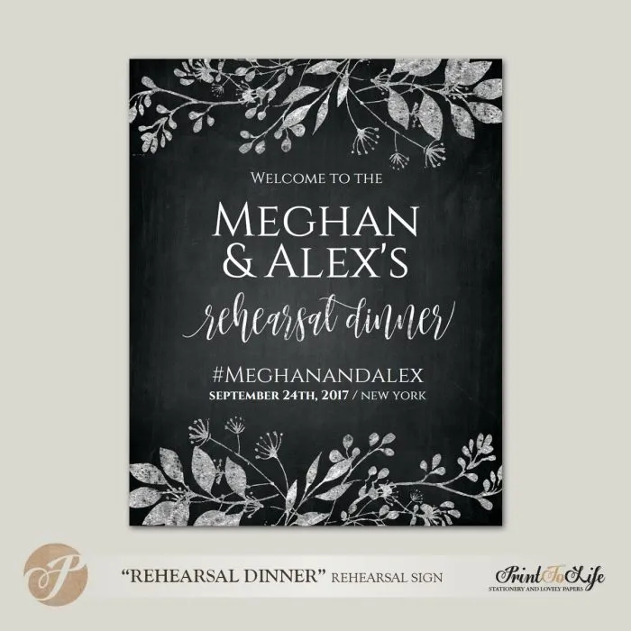 Rehearsal Dinner Sign, Welcome Wedding Rehearsal, Printable Chalkboard Template, 3 sizes 1