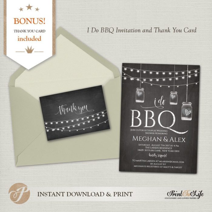 I do BBQ Invitation and Thank You Card, Bridal Shower or Wedding Barbecue Invitation. 1