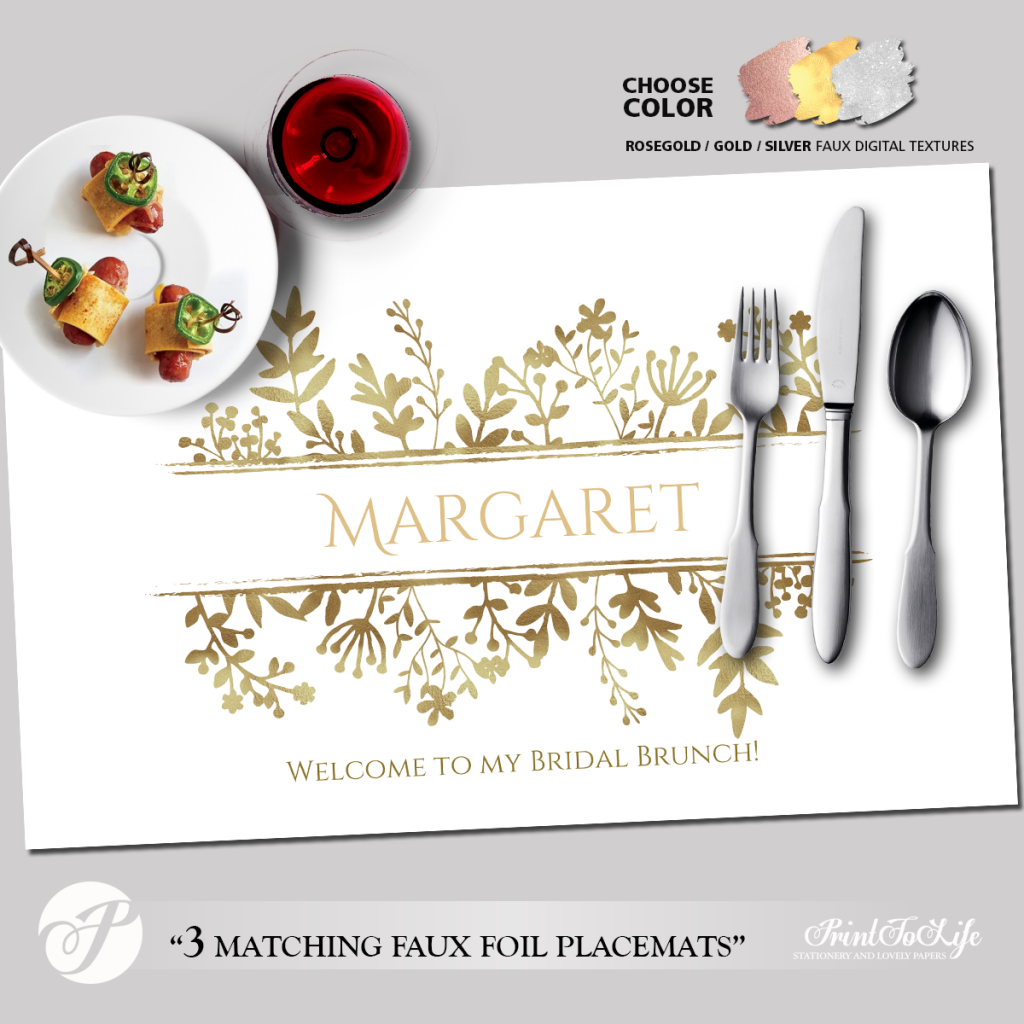 Printable Placemat Template, Personalized for Bridal Showers and ...