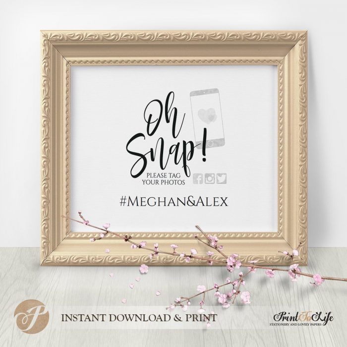 Wedding Hashtag Sign by Printolife