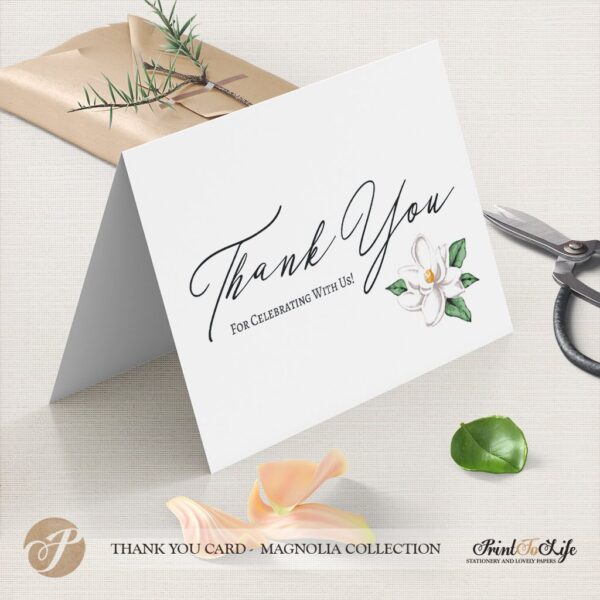 Thank You Card, Printable Tented Card, #Magnolia Collection 1
