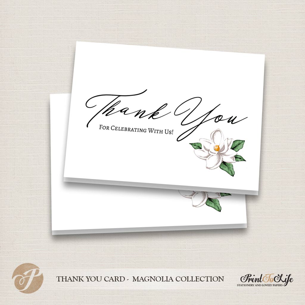 Thank You Card, Printable Tented Card, #Magnolia Collection - Image 2