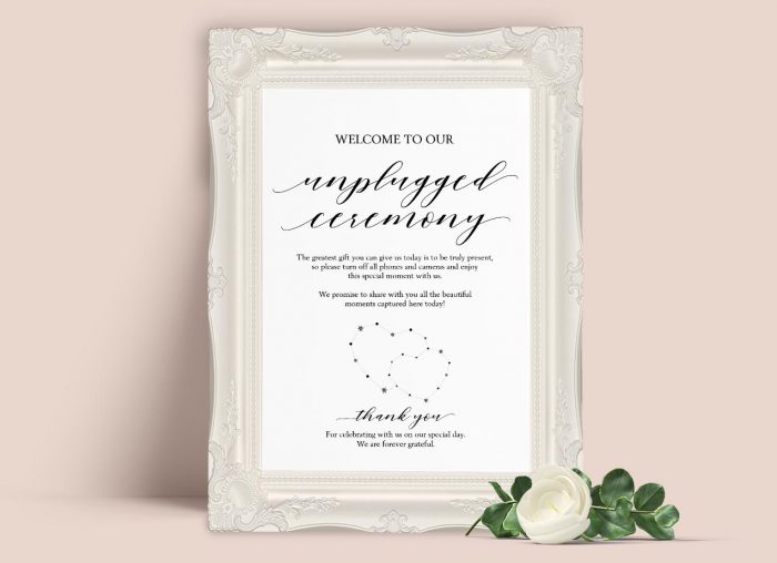 Unplugged Ceremony Sign by Printolife