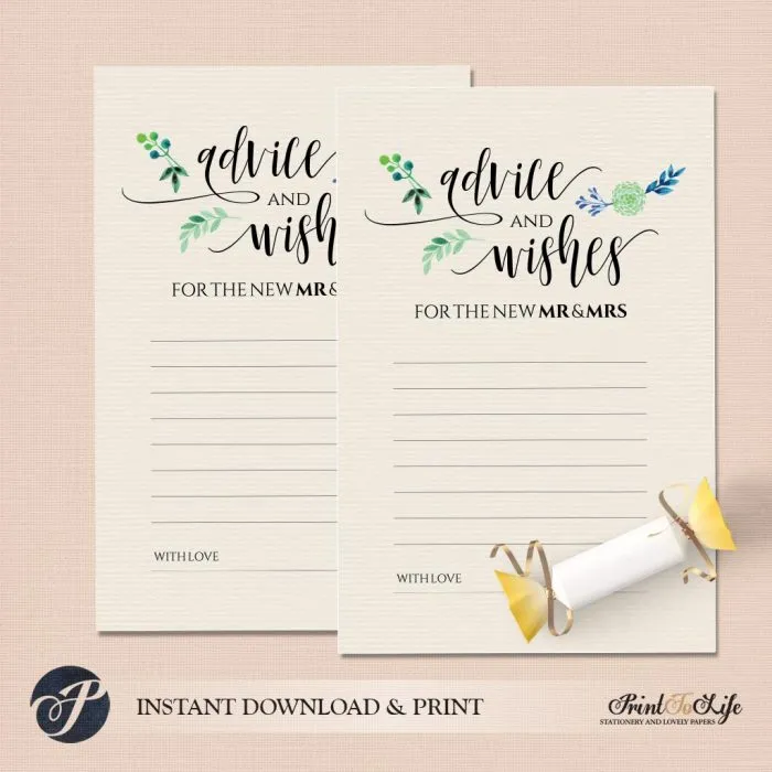 Advice and Wishes Greenery Card by Printolife