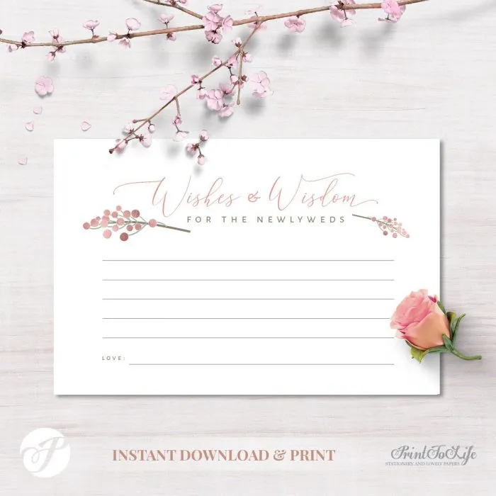 Wishes & Wisdom for the Newlyweds Card by Printolife