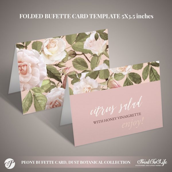 Peony Buffet Cards Template by Printolife
