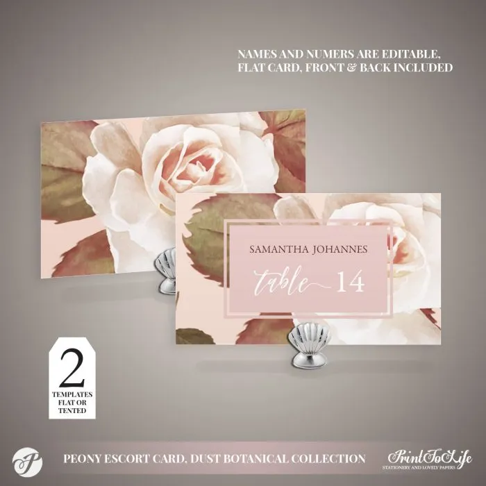 Peony Escort Cards Template by Printolife