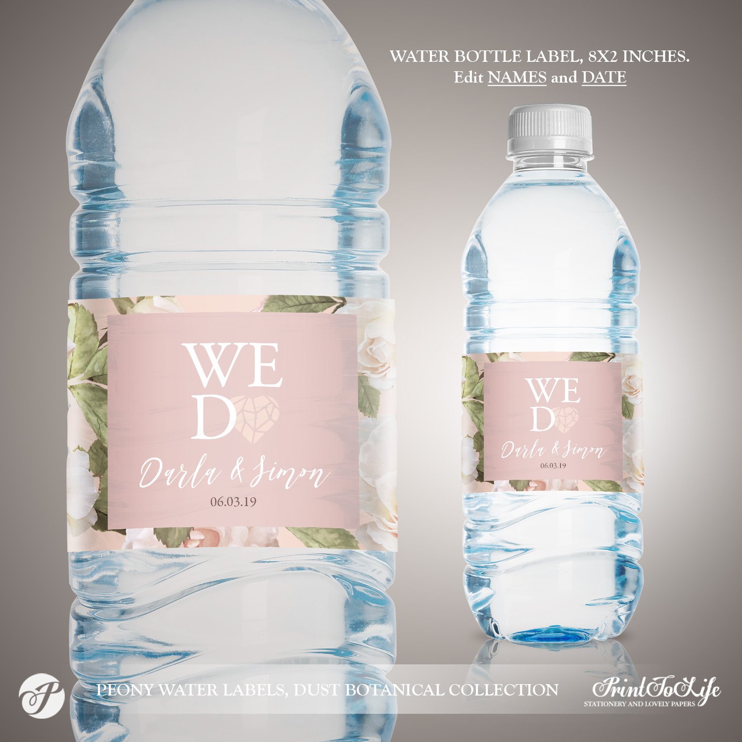 Watercolor Spots Water Bottle Label Template Printable 