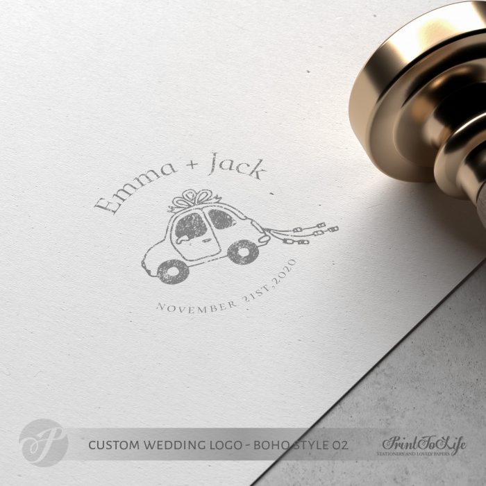 Just married logo, premade logo design, custom stamp logo, wedding car, boho wedding 2