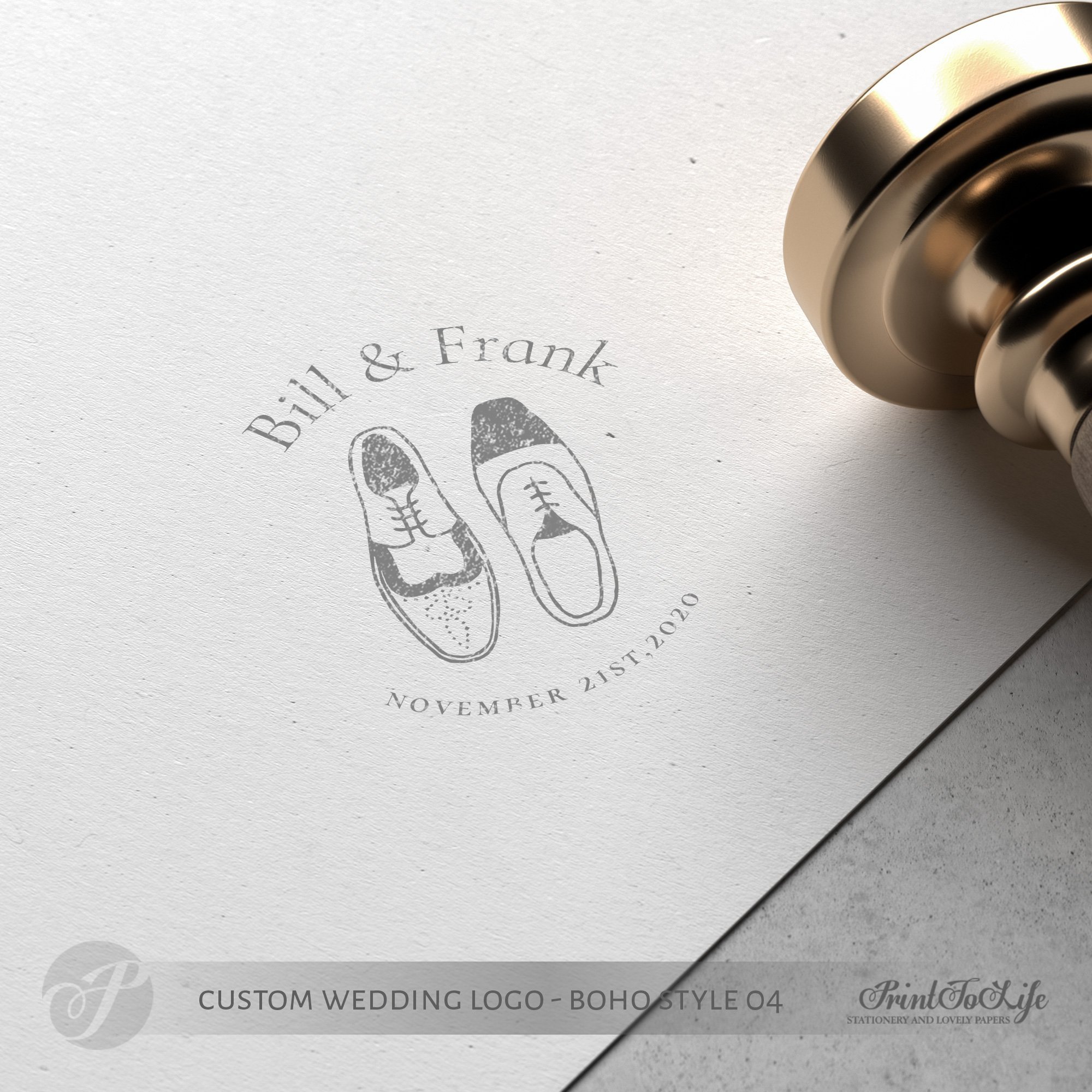 Men wedding logo, premade logo design, custom stamp logo, wedding shoes,  boho wedding - by Printolife