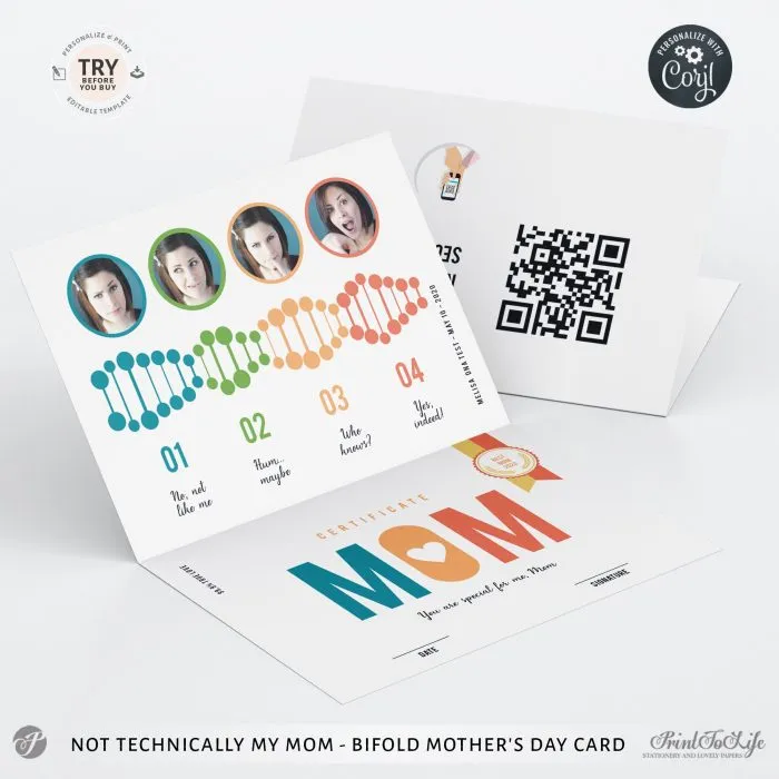 Personalized Mother's Day Step-Mom Card, Not technically my mom, but 1 QR code message - Image 2