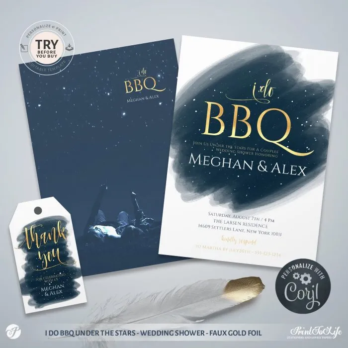 I do BBQ invitation under the stars