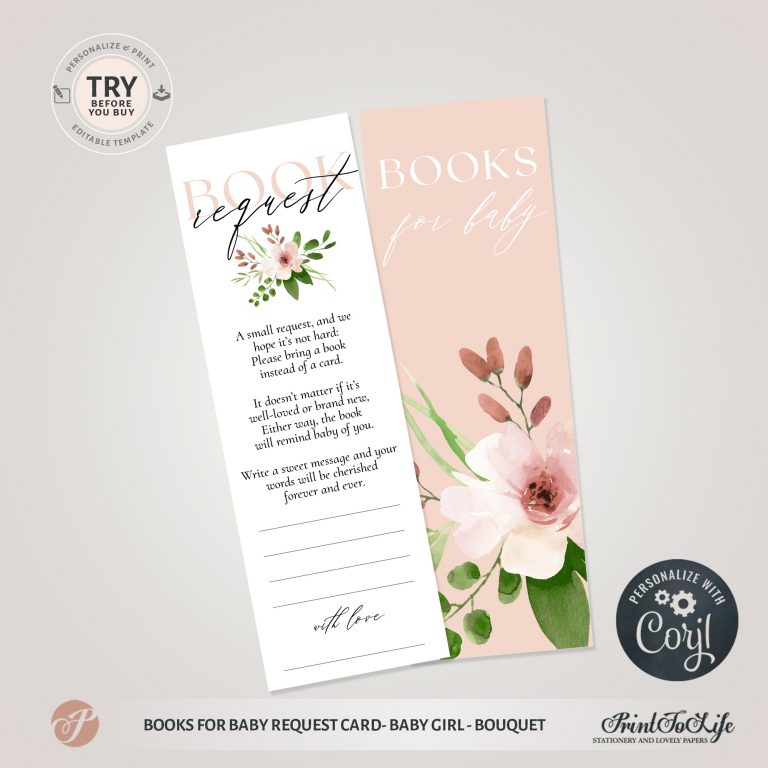 Books for Baby Request, 1 Book Request Insert for Baby Shower, New ...