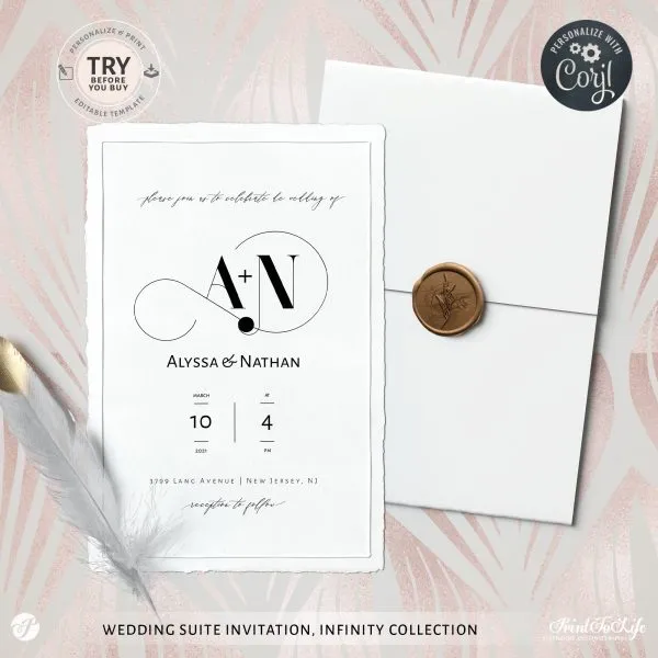 Infinity Wedding Monogram and Invitation Suite