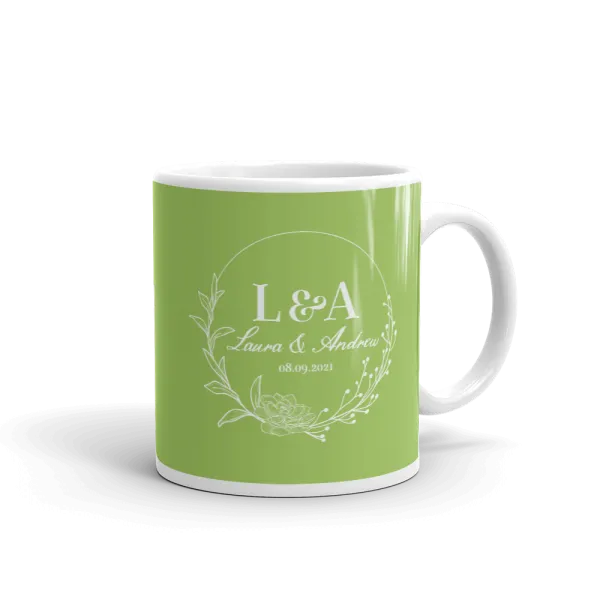 Light Green Monogrammed Wedding Mug 11-15oz