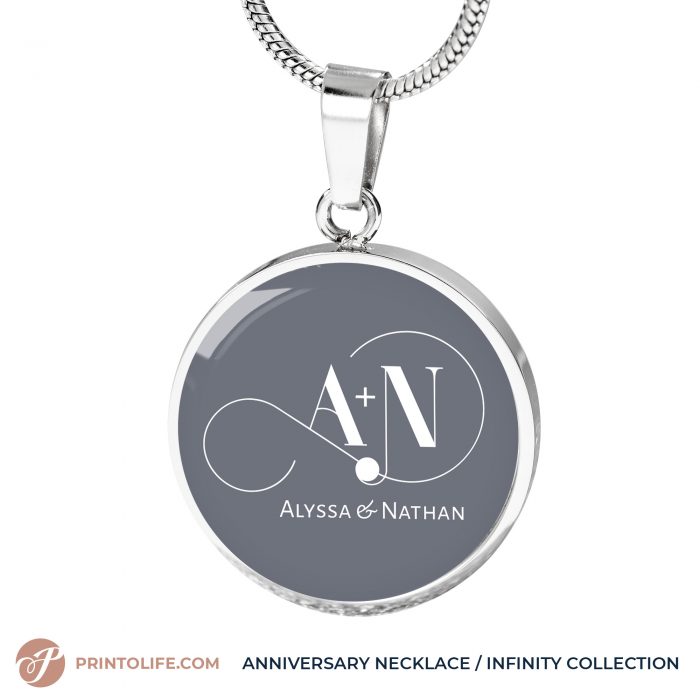 Infinity necklace, Anniversary Gift, 1 Personalized Circle Pendant with Monogram, Infinity Collection 6