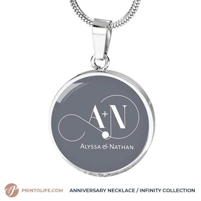 Infinity necklace, Anniversary Gift, 1 Personalized Circle Pendant with Monogram, Infinity Collection - Image 7