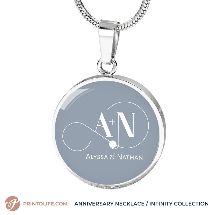 Infinity necklace, Anniversary Gift, 1 Personalized Circle Pendant with Monogram, Infinity Collection 8