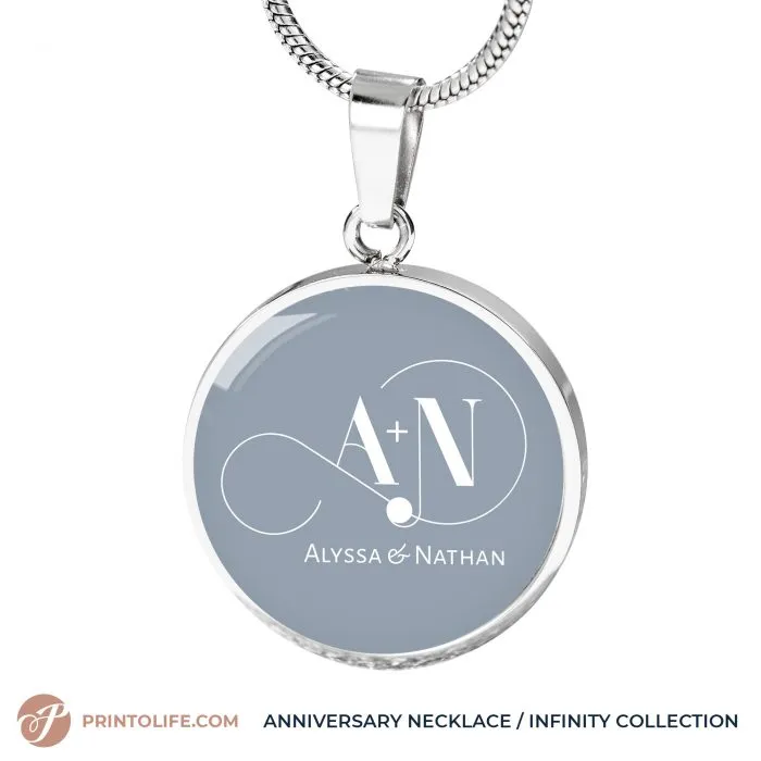 Infinity necklace, Anniversary Gift, 1 Personalized Circle Pendant with Monogram, Infinity Collection - Image 9