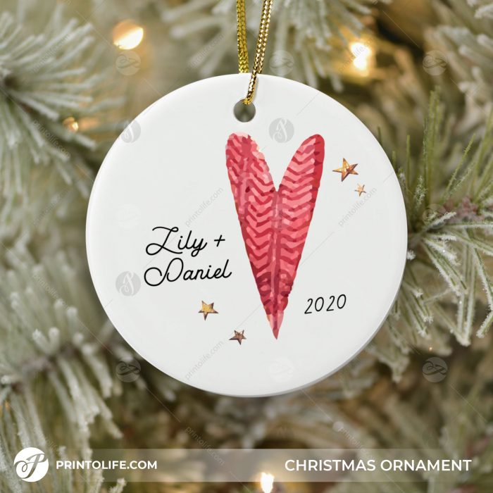 Couples Christmas Ornaments, 1 Sweet Personalized Ornament with Names and Date 3