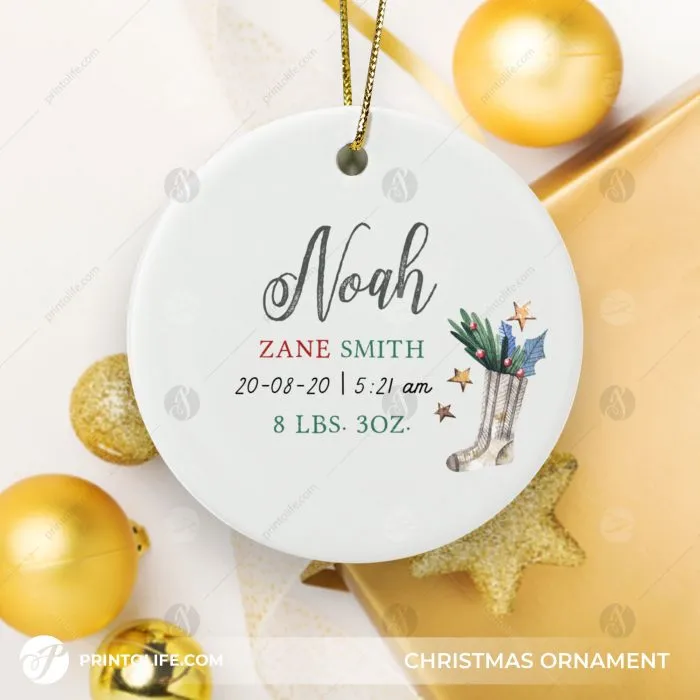 New Baby Christmas Ornament, 1 Cute Personalized Gift with Baby Details + Free Gift Box 3