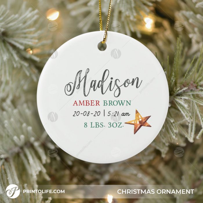 Newborn Christmas Ornament, 1 Cute Personalized Gift with Baby Details + Free Gift Box 1