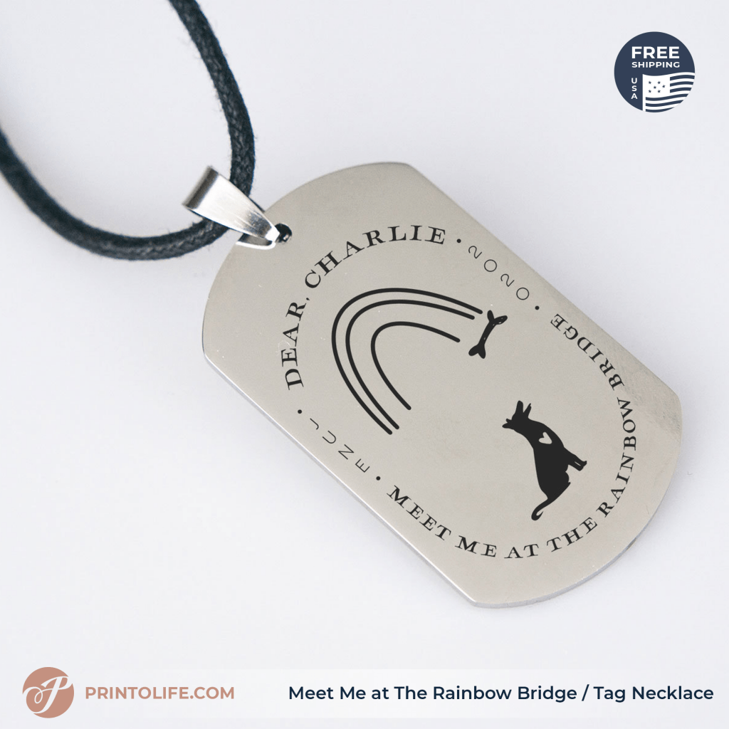 thumbnail image 2 of I Crossed The Rainbow Bridge Dog Memorial Gifts - Message Necklace – Memorial Gifts 4u 2 of 11