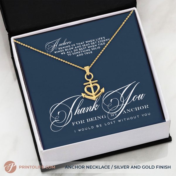 Thank you gift for her anchor necklace