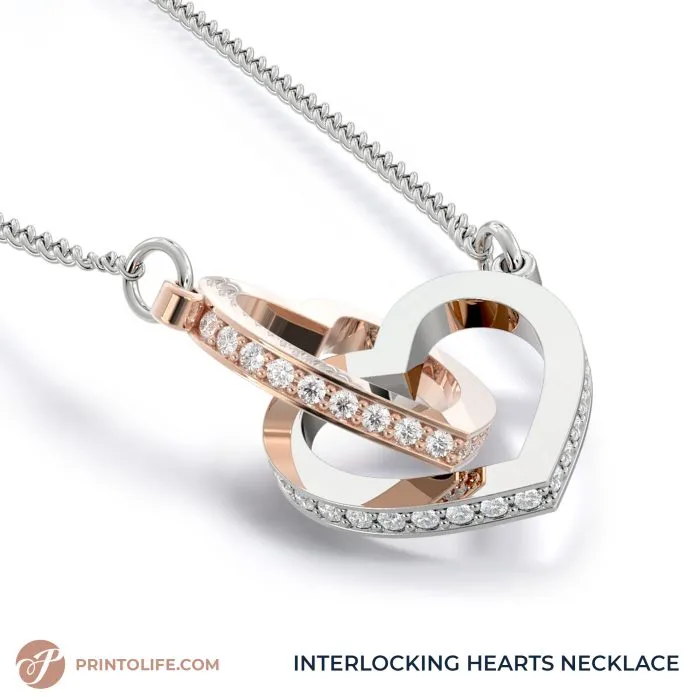 Long distance relationship gifts, Personalized Hearts Maps, 1 Interlocked Hearts Necklace - Image 4