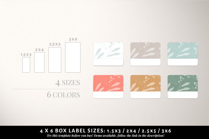 Box Seal Sticker Template, QR-code, Delicate Botanical Seal Sticker, 4 sizes, 6 colors 2