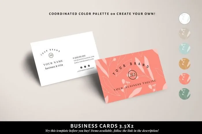 Branded Packaging Template Bundle, Delicate Botanical with 2 coordinated cards, 2 tissue papers and 4 box labels - Image 7