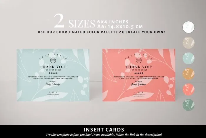 Branded Packaging Template Bundle, Delicate Botanical with 2 coordinated cards, 2 tissue papers and 4 box labels - Image 3