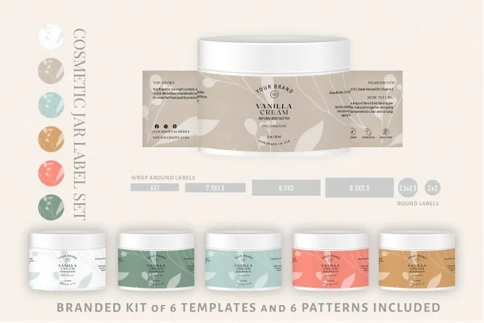 Cosmetic Jar Label Templates Botanical by Printolife