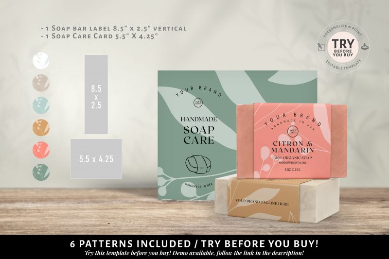 Bath product Labels, 10 Soap Branding labels and insert for soap bars ...