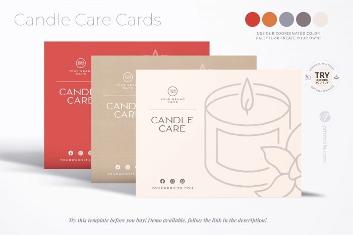 Editable Candle Label Set Apothecary Style by Printolife