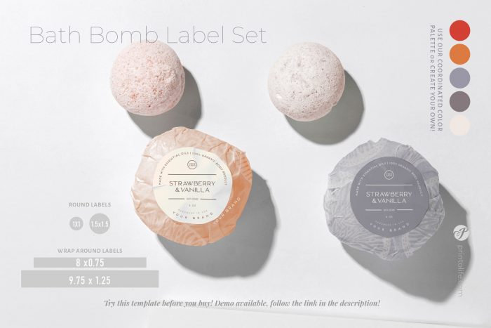 Printable Bath Bomb Labels, 6 Apothecary Style Wraps and Stickers 1