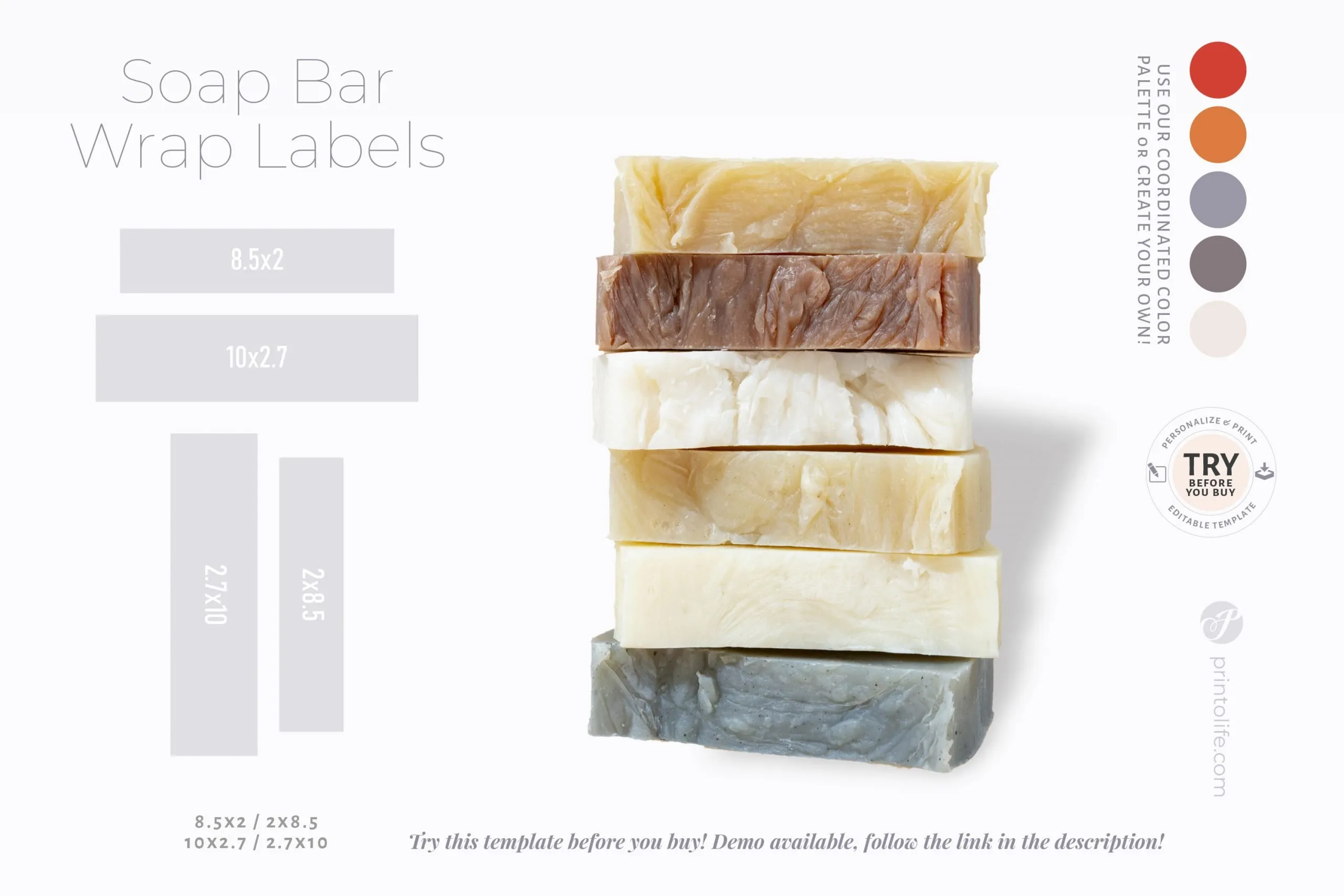 Soap Label Template, Printable Soap Wrapping Label, 4 Editable Soap Bands, Apothecary Style - Image 3