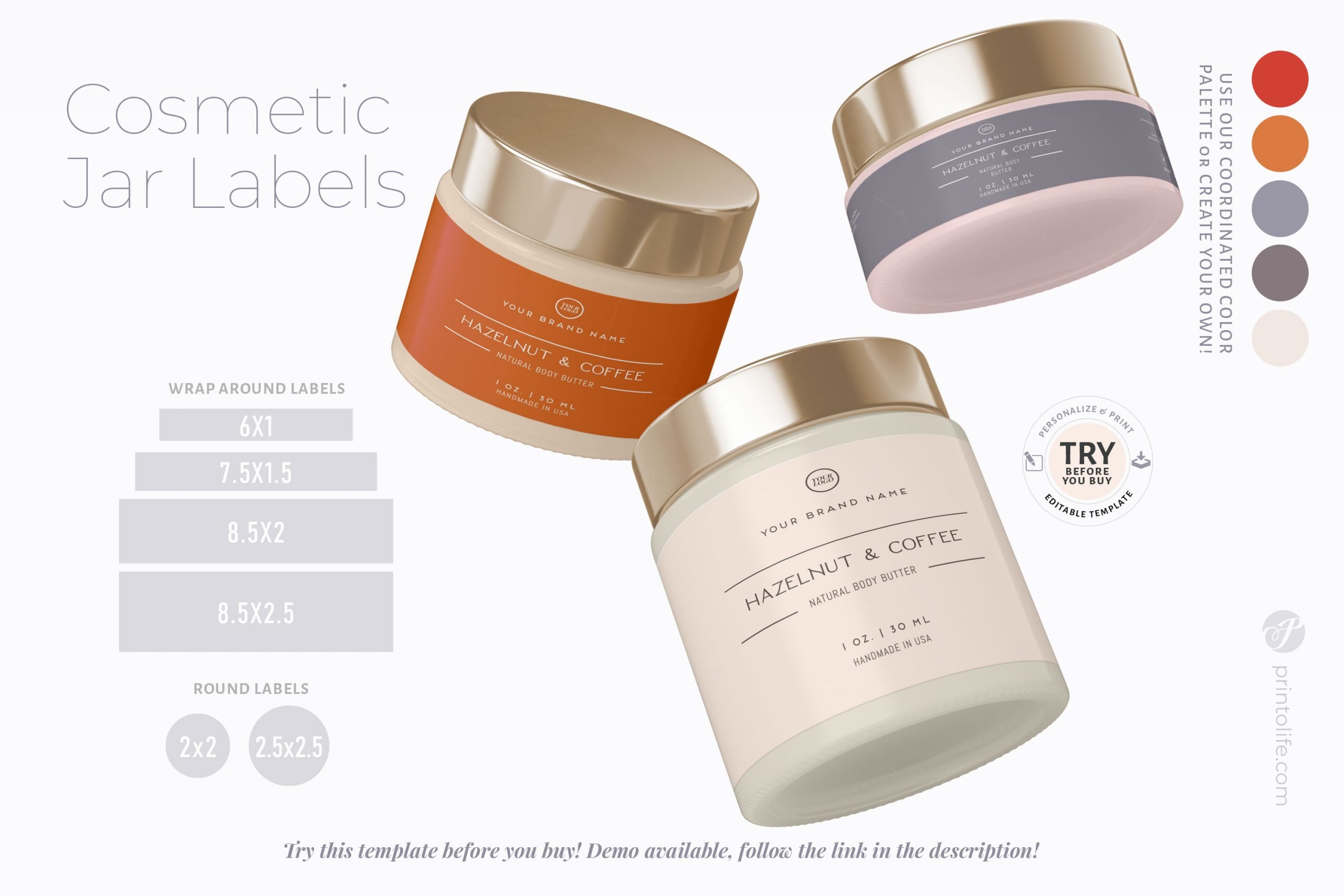 Editable Jar Label Template Apothecary Style by Printolife